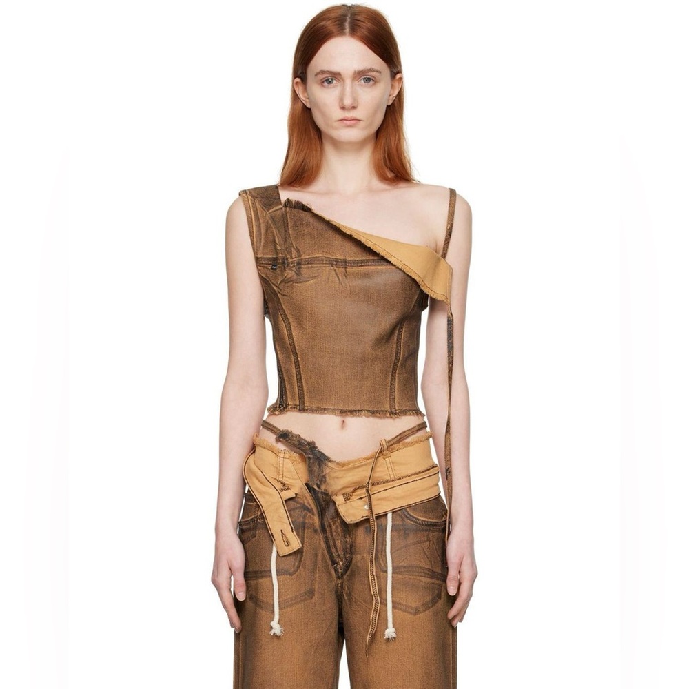 OTTOLINGER black brown cropped denim tank top